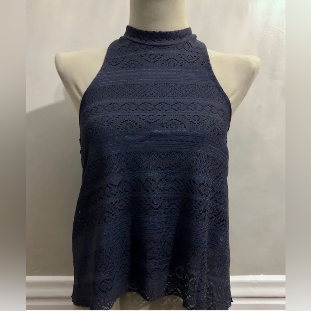 NEW NWT Hollister Crochet Lace High Neck Tank Top Women’s Sleeveless Halter XS